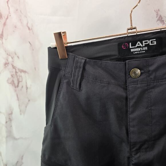 LAPG Pants Womens 2 Short Gray Ripstop Teflon BFE Stretch Charcoal Mid Rise NEW - Picture 2 of 15